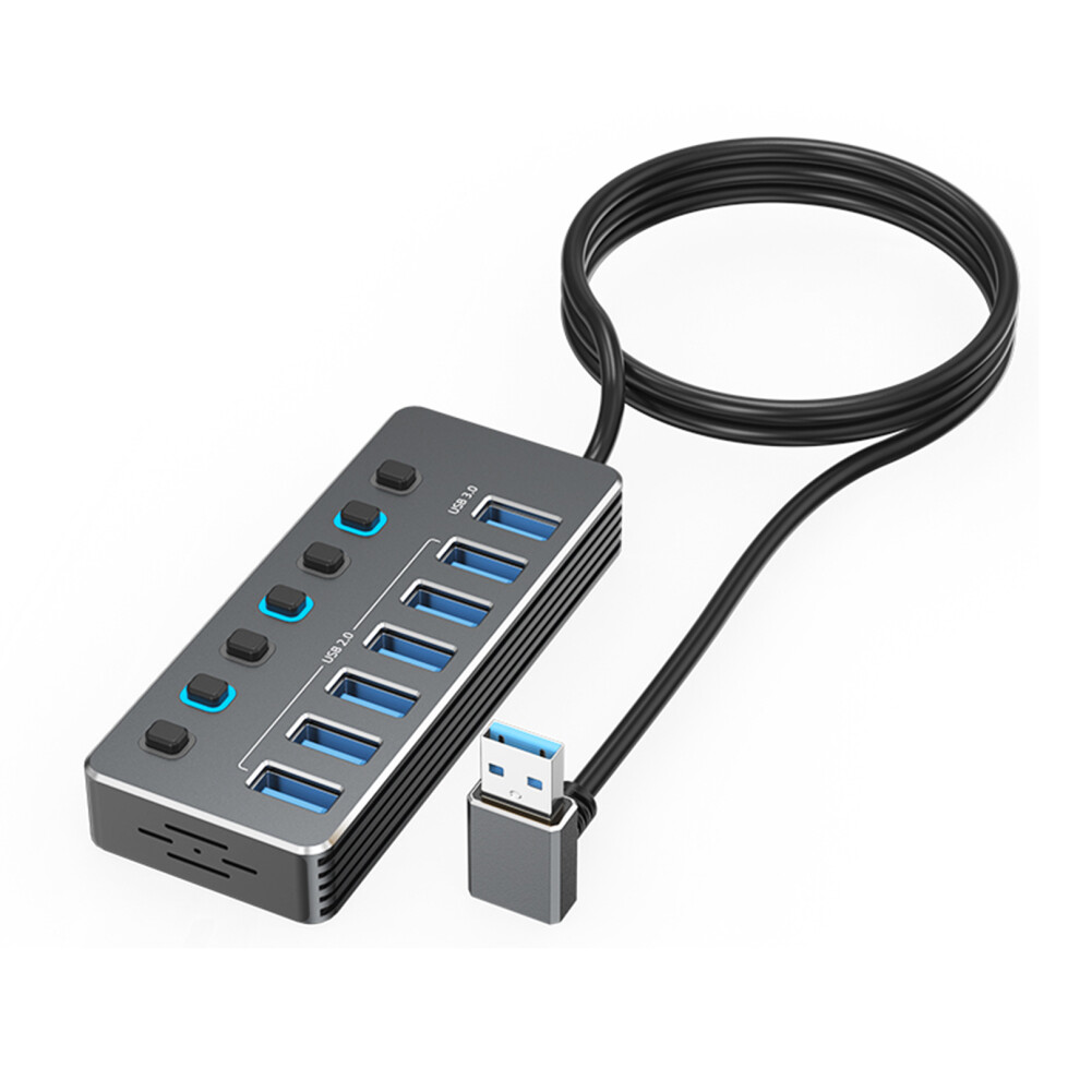 7Port Aluminum Usb Hubs With Independent Switches And-50Cm Down 7751001314063