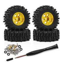 Metalen 0,7 Inch Wielnaafvelg met 40 mm Rubberen Banden voor Axial Geel
