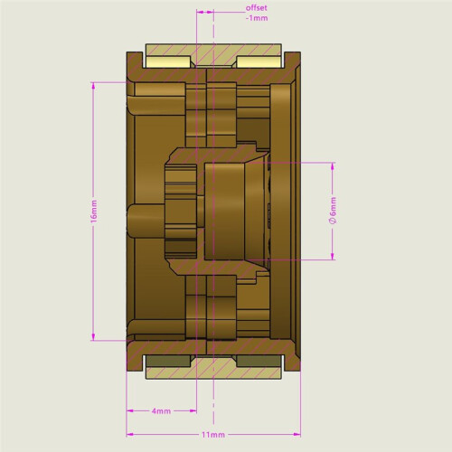 Cubo de Roda de Metal de 0,7 Polegadas com Pneus de Borracha de 40 mm para Axial Amarelo 2