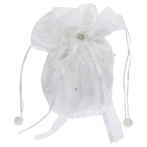 bolsa média branca com strass e pérolas para noiva e damas de honra