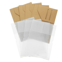 4 porta-passaportes em papel kraft e 4 carteiras organizadoras em pvc