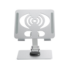 Adjustable Tablet Stand with 360 Degree Rotatable Base-Silver