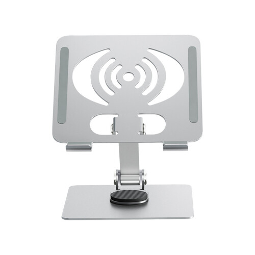 Adjustable Tablet Stand with 360 Degree Rotatable Base-Silver
