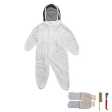 White Thin Beekeeping Suit Canvas Gloves Double Bristles Bee Sweep Semi Red Pigtail Knife Set Beekeeping Supplies