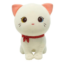 Cartoon Cat Plush Doll Cute Stuffed Kitten Rag Toy Elastic Soft Sofa Cushion Bedside Gift for White Cat- Aespa