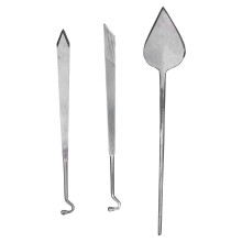 Coltello per castrazione suini, coltello obliquo a forma di pesca e di foglia, set di strumenti per castrazione in acciaio inossidabile