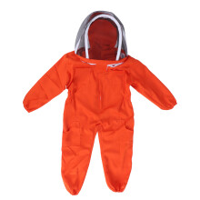 One Piece Beekeeping Suit with Veil Hood Children kids Beekeeping Protective Clothes(Orange L)