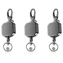 3X Heavy Duty Metal Retractable Carabiner Keychain Belt Badge Reels Clip 28.3Inch Reinforced Steel Wire Cord