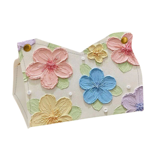 Eleganter Taschentuchbox-Abdeckung aus Leder mit floralem