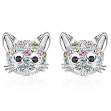 Cat Earrings Stud Earrings for Women Cute Animal Earrings Crystal Cat Stud Earrings Hypoallergenic Earrings Jewelry Gifts for Women Girls