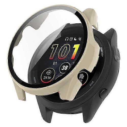 (White) Compatible For Garmin Forerunner 265S Anti-scratch PC Watch Case with Tempered Glass Screen Protector
