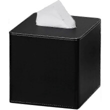 Square Tissue Box Pu Leather Tissue Box Holder for Dresser Bathroom Decor (black)