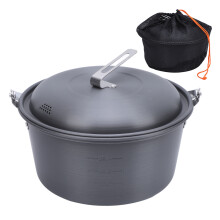 Outdoor Picnic Pot 5L Large Capacity Portable Camping Cookware Kit for Barbecue Cooking Boiling Steaming Grilling Hanging Type