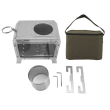 Houtkachel met lade en aslade, multifunctionele houtkachel voor buitenkoken, kamperen, wandelen en verwarmen.