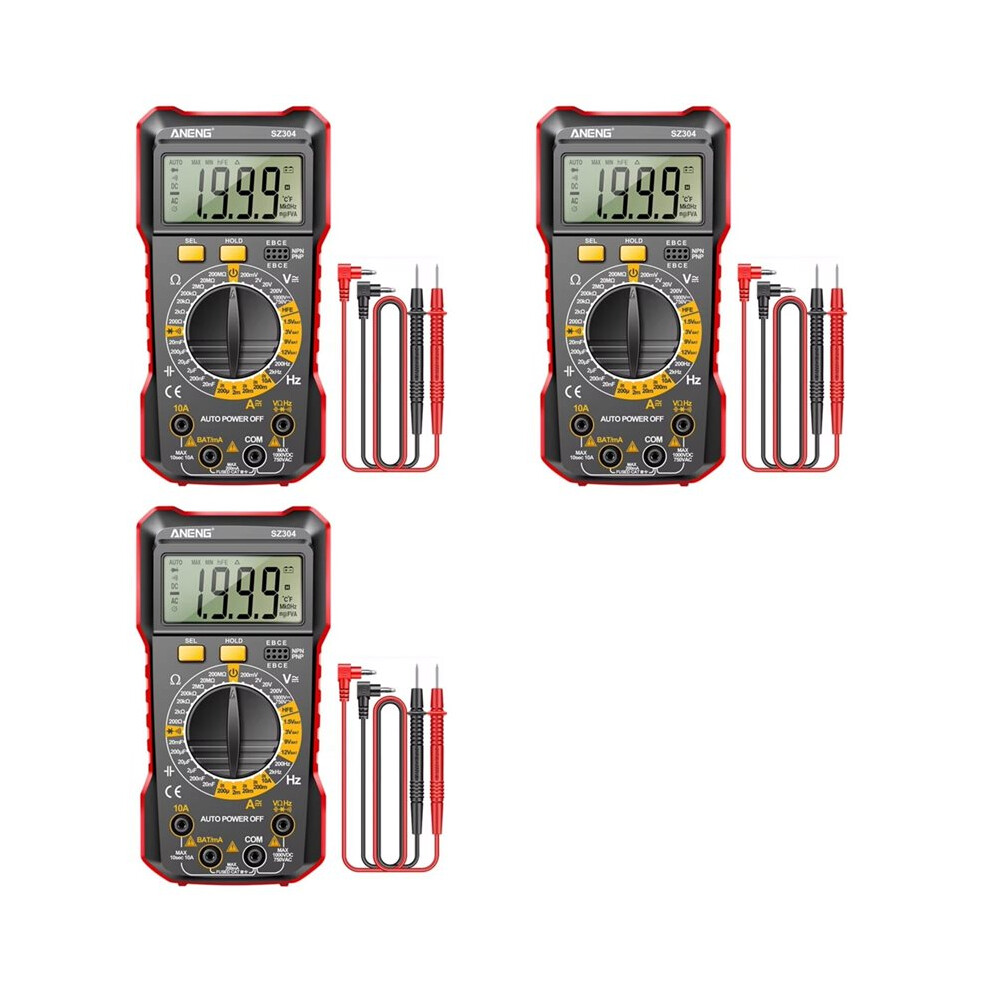 3X Aneng Sz304 Digital Multimete True Rms Handheld Multifunction High Precision Tester Ncv Ac/ Votage Current 6031255049036