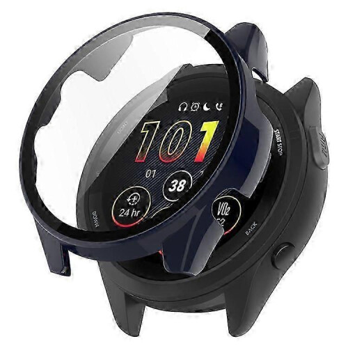(DarkBlue) Compatible For Garmin Forerunner 265S Anti-scratch PC Watch Case with Tempered Glass Screen Protector