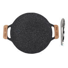 Poêle à griller ronde en métal antiadhésif, multifonctionnelle, pour barbecue et camping (grand format).
