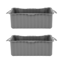 2PCS Silicone Grease Drip Pan for Blackstone Griddle Reusable Rectangular Grease Catcher Cup Liner for Camping Barbeque Grey