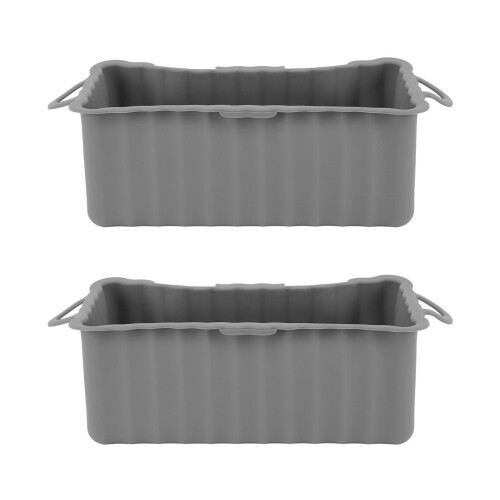 2PCS Silicone Grease Drip Pan for Blackstone Griddle Reusable Rectangular Grease Catcher Cup Liner for Camping Barbeque Grey