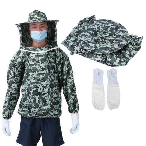 Single Zipper Beekeeping Protective Jacket Clothes with Gloves Set Beekeeper Accessory