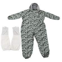 Double Zippers One Piece Bee Suit Beekeeping Protective Clothes with Gloves for Beekeeper(1 Pair XL Gloves XL Bee Suit )