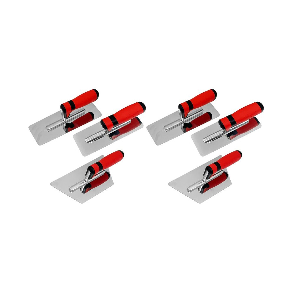 6 Pack Plaster Finishing Trowel Set, Polished Stainless Steel Paint Plastering Hand Tool With Handle 4712564432628