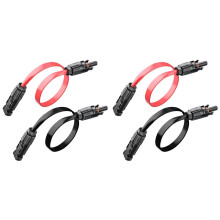 4x Câble Plat pour Panneau Solaire de 65 cm (26 Po) / 2,17 Pi, Calibre 12 AWG, pour Fenêtre, Balcon ou Station D'Énergie Portable