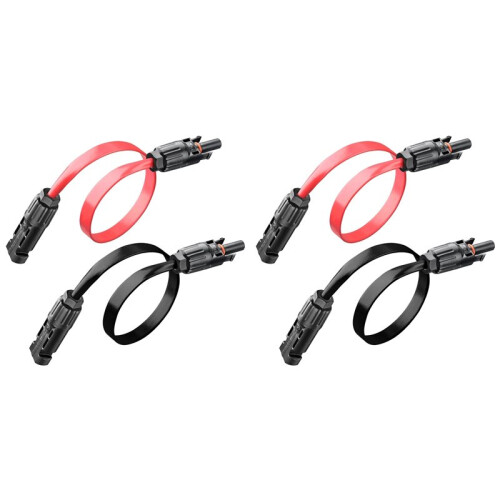 4pcs 65cm/26IN/2.17ft 12AWG Flat Solar Panel Cable Window Balcony PV Flat Wire for Protable Power Station