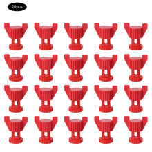 Set van 20 kunststof schroeven en moeren voor het bevestigen van ventilatieramen en andere landbouwaccessoires (rood).