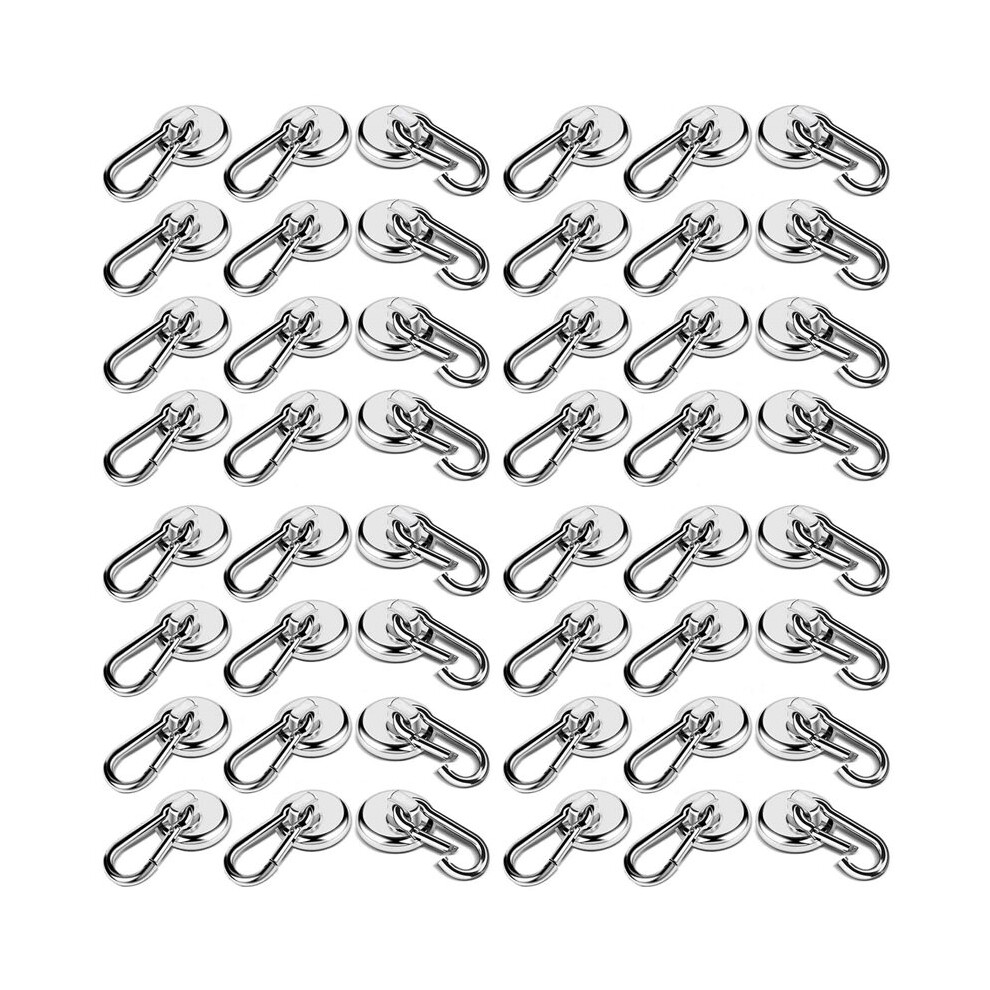48 Pack Strong Magnetic Hooks, 60Lbs Heavy Duty Magnet Hooks Strong Neodymium Magnets With Carabiner Hook 6033420950475