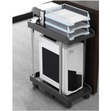 Double Layer Rolling Printer Stand with Lockable Wheels and Removable CPU Tower Rack for Office (Black 45x22x59cm)