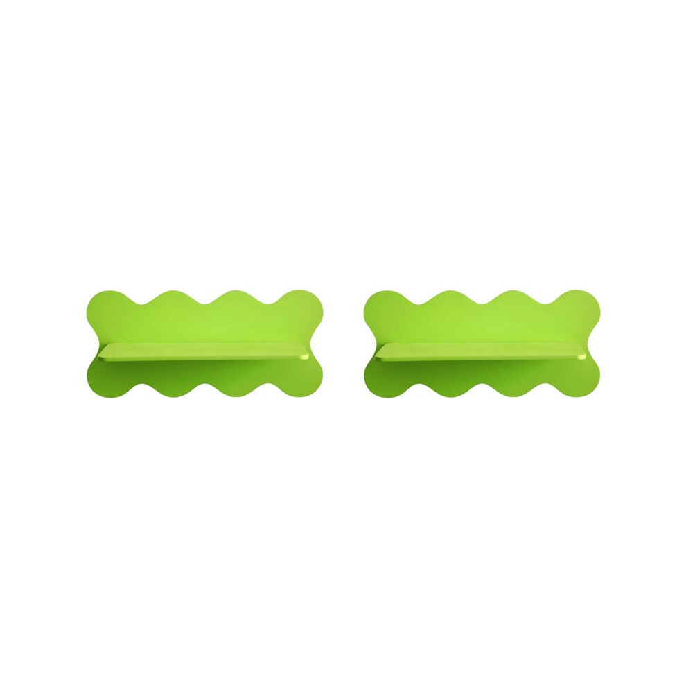 Semoic 2X Wooden Wavy Storage Rack Wall Shelf Home Decoration Green