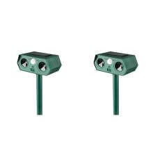 Ultrasonic Animal Repellent, 2-Pack Solar Outdoor Deer Repeller with Motion Sensor, Deters Cats, Squirrels, Rabbits