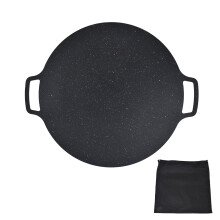 Poêle à griller coréenne en fonte antiadhésive résistante à la chaleur, ronde, pour poitrine de porc et crêpes, 30 cm / 11,81 pouces