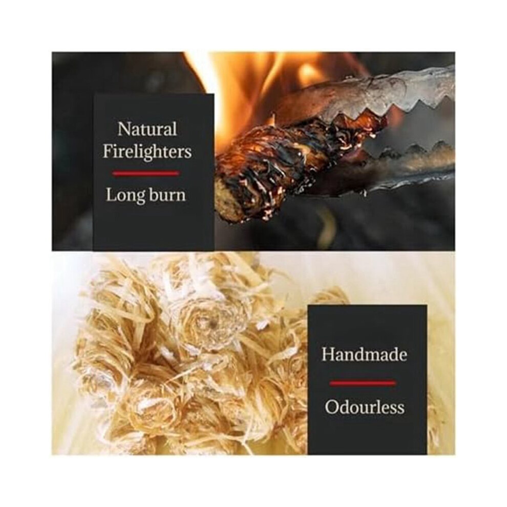 120X Natural Firelighters For Wood Burners, Fire Lighters, Firelighter For Stove, Bbq Cooking,Natural Wood Wool 6032014768359