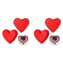 4X Heart Shaped Cake Pans 8.6Inch,Nonstick Silicone Heart Cake Mold,Reusable Baking Tins,Heart Cake Pan Set for Brownies