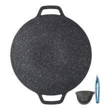 Grelha redonda coreana para churrasco, alta condutividade térmica, fácil de limpar, para cozinhar em ambientes internos e externos, 34 cm/13,4 pol.