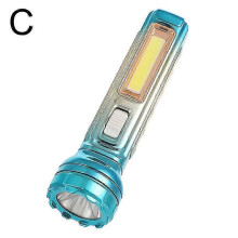 (C) Solar Flashlight Small LED Torch Light Mini Super Bright Penlight USB COB