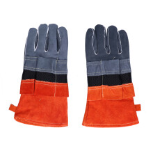 AntiScalding Gloves Cowhide High Temperature and Fire Resistant Protective Gloves for Camping Barbecue Microwave(Orange )