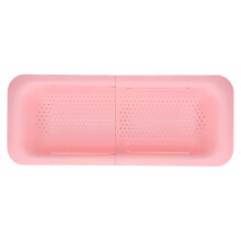 Strainer Basket ABS Material Telescopic Flexible Hollow Bottom Design Drain Colander Kitchen AccessoryPink