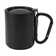 Stainless Steel Water Cup Double Layers Slip Resistant Practical Insulated Coffee Cup for Camping Black 220ML