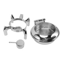 4.5L Round Stainless Steel Chafing Dish Buffet Set with Visible Glass Lid for Hotel Self Catering Kitchens Parties Banquets Catering Activities
