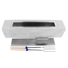 Draagbare mini-vuurkorf van roestvrij staal met braadspiesjes voor op tafel, grijs, voor thuisdecoratie