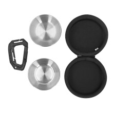 Double Dog Bowls with Bag Stainless Steel Pet Food Water Bowls with EVA Hanging Storage Bag for Outdoors Travel Camping