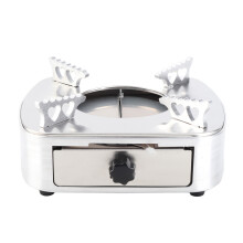 Réchaud à alcool miniature en acier inoxydable, puissance de feu réglable, résistant au vent, style tiroir, pour barbecue et fondue en extérieur.