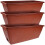 3Ud Maceteros Rectangulares Rojos Con Drenaje Para Plantas Hogar 1