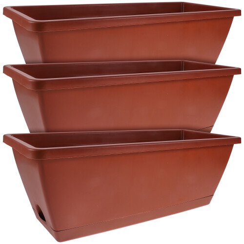 3Ud Maceteros Rectangulares Rojos Con Drenaje Para Plantas Hogar