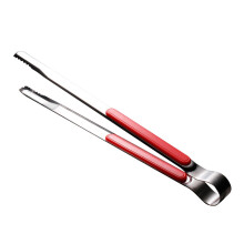 Keukentang van roestvrij staal, gemakkelijk schoon te maken, met tandenbek, steakklem voor barbecuegerechten, 25,5 cm, rood.