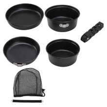 Camping Pot Pan Prevent Stick Coating Portable Aluminum Alloy Outdoor Cookware Set for Hiking Barbecue