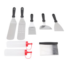 Grillpfannenwender-Set, 6-teilig, inklusive 2 Flaschen, Edelstahl, robuster Griff, vielseitig einsetzbar, ideal für Camping und Camping zu Hause.